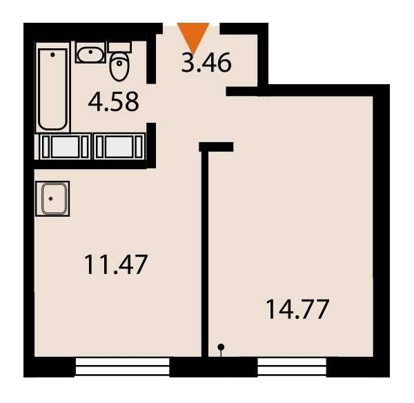 Однокомнатная квартира в : площадь 34.28 м2 , этаж: 2 – купить в Санкт-Петербурге